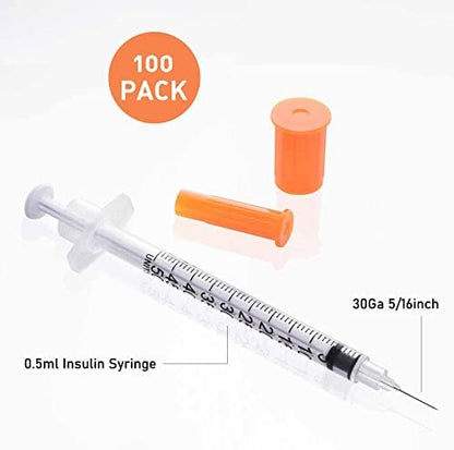Knixxo U-100 0.5cc with 30 Gauge 5/16 inch Syringe, Individually Sealed 100 Pack