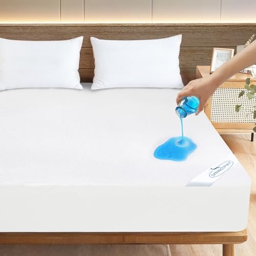 Full Extra Long (XL) Mattress Protector 100% Waterproof Full XL Sheets Fitted up to 14'' Depth Ultra Soft Terry Full XL Mattress Topper Cover Noiseless & Breathable, Machine Washable