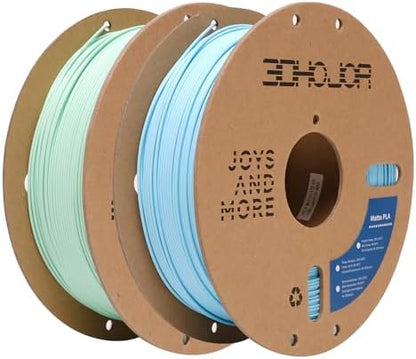 Matte PLA Filament 1.75mm, Upgrade Matte 3D Printer PLA Filament, 1KG*2 Bundle Cardboard Spool 3D Printing Filament for 3D Printers(Matte Green+Blue 2Pack)