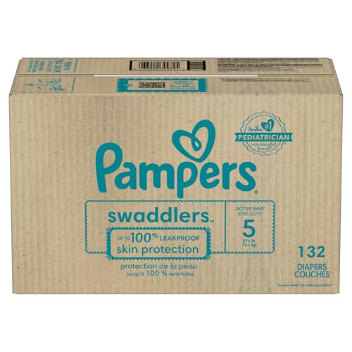 Pampers Baby Diapers - Swaddlers - Size 5, 132 Count, Ultra Absorbent Disposable Infant Diaper