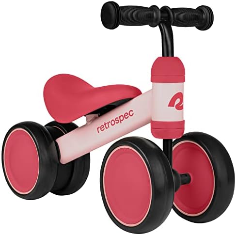 Retrospec Cricket Baby Walker Balance Bike with 4 Wheels for Ages 12-24 Months - Baby Toys & Toddler Toys for 1 Year Olds - Ride On Bicycle - Boys & Girls
