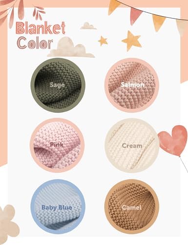 Personalized Baby Blanket, 100% Organic Cotton GOTS Certified, Custom Baby Blanket with Name, Customized Swaddle Blanket with Name, Knit Recieving Blankets for Boys and Girls