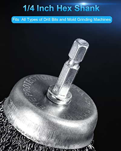 15 Pack Carbon Steel Wire Wheel Brush, Rocaris Cup Brush, Wheel Brush, Pen Brush Set with 1/4-Inch Hex Shank for Rust Removal, Corrosion and Scrub Surfaces