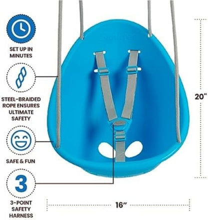 Swurfer Coconut Toddler Swing – Comfy Baby Swing Outdoor, 3- Point Adjustable Safety Harness, Secure, Safe Quick Click Locking System, Blister-Free Rope, Easy Installation, Ages 6-36 Months