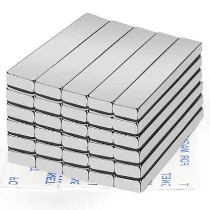 MIKEDE Neodymium Magnets, 30 Pack Super Strong Bar Magnets with Double-Sided Adhesive, Powerful Rare Earth Magnet for Refrigerator, Rectangular Magnet Bar for DIY, Craft - 2.36 x 0.4 x 0.2in