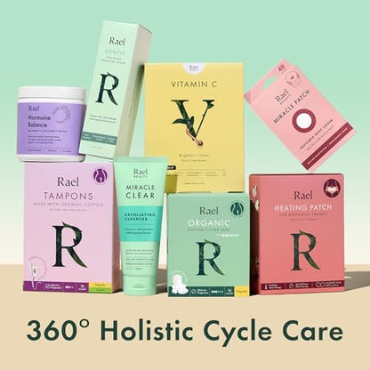 Rael Pads for Women, Organic Cotton Cover - Period Pads with Wings, Feminine Care, Sanitary Napkins, Heavy Absorbency, Unscented (Large, 48 Count)