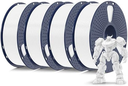 SUNLU PETG Filament 1.75mm 4KG Bundle, Less Stringing and Good Layer Adhesion, Individually Vacuum Packed, 3D Printer Filament 4kg, 1kg per Spool, Pack of 4, 4 Colors, 4 White