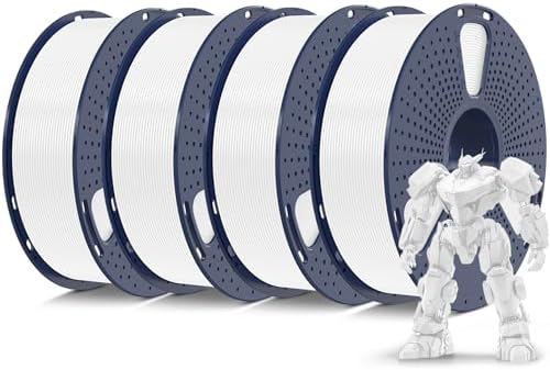 SUNLU PETG Filament 1.75mm 4KG Bundle, Less Stringing and Good Layer Adhesion, Individually Vacuum Packed, 3D Printer Filament 4kg, 1kg per Spool, Pack of 4, 4 Colors, 4 White