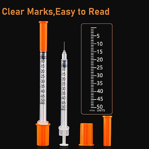 U-100 0.5 ml Syringe with Needle, 31G 5/16" 8mm 1/2cc Syringes, Disposable Individual Package, Pack of 100