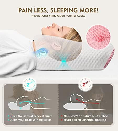 Osteo Cervical Pillow for Neck Pain Relief, Hollow Design Odorless Memory Foam Pillows with Cooling Case, Adjustable Orthopedic Bed Pillow for Sleeping, Support for Side Back Sleepers