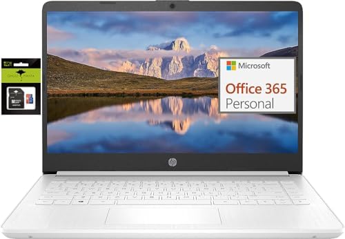 HP 14" Ultral Light Laptop for Students and Business, Intel Quad-Core, 8GB RAM, 192GB Storage(64GB eMMC+128GB Ghost Manta SD Card), 1 Year Office 365, USB C, Win 11 S
