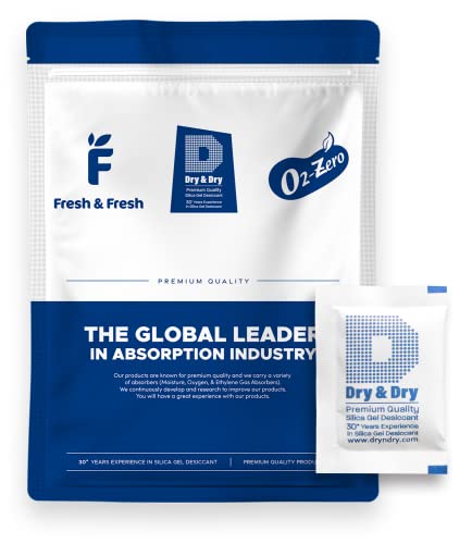 Dry & Dry Silica Gel Packets Silica Gel Desiccants - Rechargeable (Food Safe) Silica Gel Packs - White - 200 Packets (5 Gram)