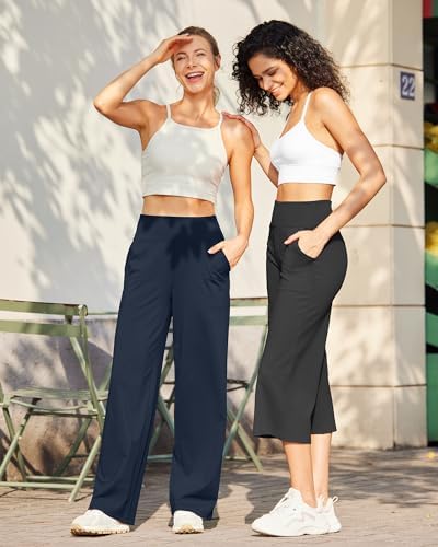G4Free Yoga Pants Women Wide Leg Pants with Pockets High Waist Stretch Dress Casual Sweatpants Petite/Regular/Tall
