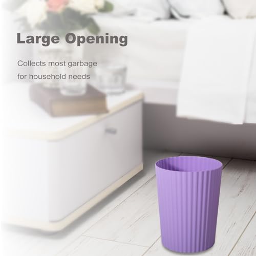 JiatuA Small Trash Can Plastic Wastebasket Round Garbage Container Bin for Bathroom, Kitchen, Bedroom, Home Office, College Dorm, Taro Purple