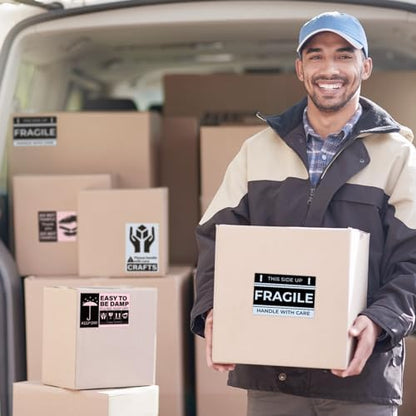 MUNBYN 4x6 Inch Blue Direct Thermal Shipping Labels, Commercial Grade Permanent Adhesive Fanfold Mailing Postage Label Paper for Thermal Printers and Packages, 500 Sheets per Stack