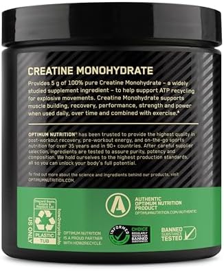 Optimum Nutrition Micronized Creatine Monohydrate Powder, Blueberry Lemonade Creatine, 60 Servings, 360 Grams (Packaging May Vary)