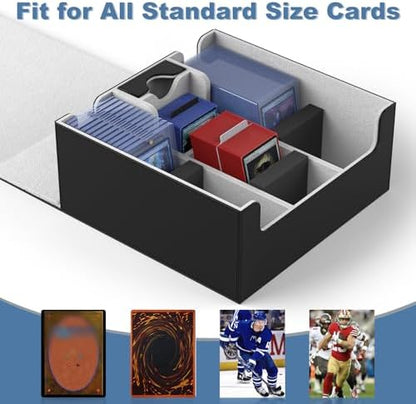 Mlikero Card Deck Case, Trading Card Storage Box for Magnetic Cards Holder and Hard Plastic Cards Protectors, Leather Magnetic Closure Deck Box Fit for MTG, TCG