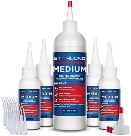 Premium Grade Cyanoacrylate (CA) Super Glue by Starbond - 16 oz. Complete Refill KIT (453g) - with Extra Bottles, Caps, and Microtips - for Woodturning, Pen Turning, Hobby, Lapidary, Acrylic Nails