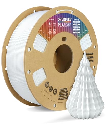 OVERTURE PLA Filament 1.75mm, Neatly Wound 3D Printer Filament 1kg Spool (2.2lbs), Dimensional Accuracy +/- 0.02 mm, Fit Most FDM 3D Printers (Cold White 1-Pack)