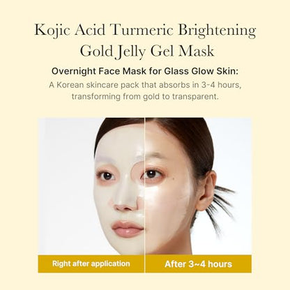 medicube Kojic Acid Turmeric Brightening Gold Jelly Gel Mask | Overnight Face Mask for Glass Glow Skin- Elasticity, Hydrating, Firming and Moisturizing | Korean Skincare, 28g x 4ea