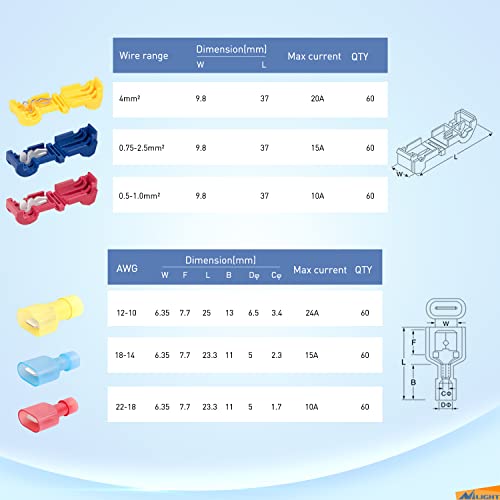 Nilight 360PCS T-Tap Wire Connectors Self-Stripping Quick Splice Electrical Terminals Insulated Male Disconnect Spade Assortment Kit with Storage Case