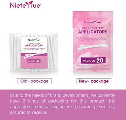 (60 Counts) Nieteyrue Suppository Applicator for Women Fit to Size 00 Cap-sules Soft Tip Auxiliary Tool for Pills Feminine Care Tablet Applicators Individually Wrapped
