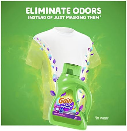 Gain + Odor Defense Liquid Laundry Detergent Super Fresh Blast Scent 154 fl oz 107 Loads HE Compatible (Pack of 2)