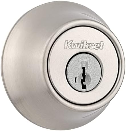 Kwikset 660 Deadbolt Deadbolt Lock, Satin Nickel Round Exterior Keyed Front Entry Door, Pick Resistant SmartKey Rekey Security, Single Cylinder Dead Bolt, with Microban Protection