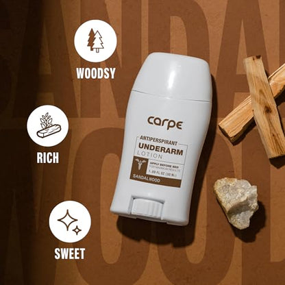 Carpe Clinical Strength Underarm Antiperspirant and Deodorant, Sandalwood Scent