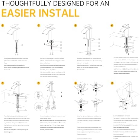 Bathroom Faucet Brushed Nickel Modern Waterfall Bathroom Sink Faucet with Single Handle Suitable for 1 or 3 Holes,Supply Deck Plate and Hose