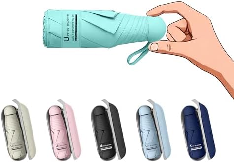 BAODINI Travel Mini Umbrella for Purse With Case Small Compact UV Sun Protection Sun Lightweight Tiny Pocket Umbrella for Women Kids and Men