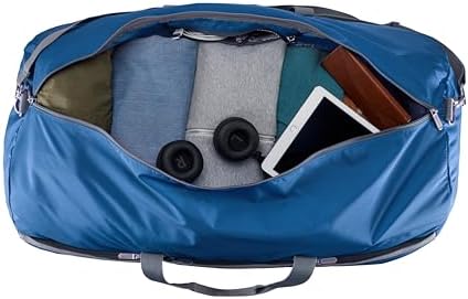 Amazon Basics 32" Extra Large Foldable Duffle Bag for Travel & Storage, with Exterior/Interior Zippered Pockets, Lightweight/Durable Nylon Material, 50-LBS Capacity, 9254 Cubic Inch (150L), Navy Blue