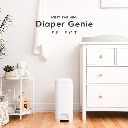Diaper Genie Select Pail is Made of Durable Stainless Steel and Includes 1 Starter Square Refill That can Hold up to 165 Newborn-Sized Diapers.