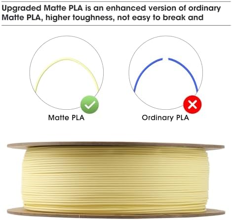 eSUN Matte PLA Filament 1.75mm, Matte 3D Printer PLA Filament, 1KG Spool 3D Printing Filament for 3D Printers, Paper Reel, Almond Yellow