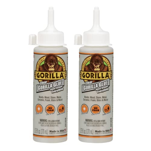 Gorilla Clear Glue, 5.75 Ounce Bottle (Pack of 2) - Crystal Clear, All Purpose, and Water Resistant