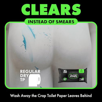 Dude Wipes - Flushable Wipes - 6 Pack, 288 Count - Herbal Relief Extra-Large - Witch Hazel & Geranium Essential Oils - Septic and Sewer Safe