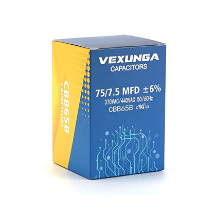 75/7.5 uF 75+7.5 MFD 370V or 440V Dual Run Start Round A/C Capacitor CBB65 CBB65B Air Conditioner Capacitors for AC Unit Fan Motor Start or Heat Pump or Condenser Straight Cool