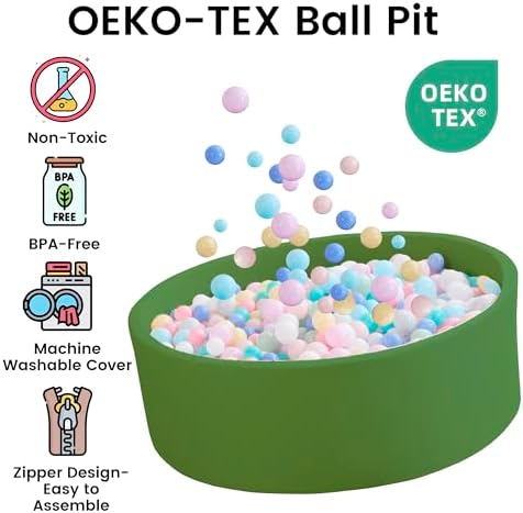 Ball Pit for Toddlers 47.24''x15.75'' Baby Ball Pits Round Foam Ball Pits Lagre Kids Ball Pit Kids Play Ball Pool Ideal Gift for Children (Green, NO Balls)