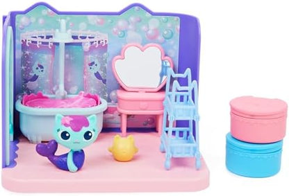Gabby's Dollhouse, Primp and Pamper Bathroom with Mercat Figure, 3 Accessories, 3 Furniture and 2 Deliveries, Kids Toys for Ages 3 and up