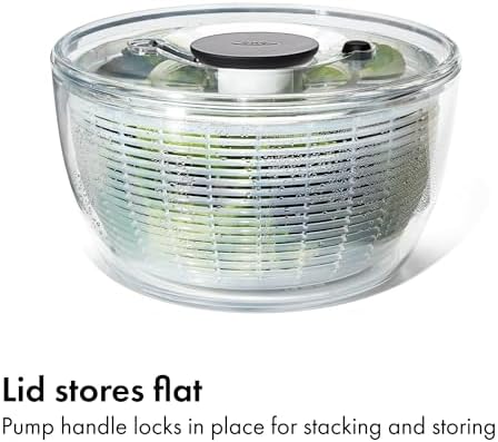 OXO Good Grips Salad Spinner | Lettuce Spinner | Fruit Washer | Fruit Washing Bowl with Strainer | Vegetable Cleaner | Salad Cleaner | Lettuce Washer | 6.22 Quart Capacity