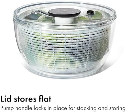 OXO Good Grips Salad Spinner | Lettuce Spinner | Fruit Washer | Fruit Washing Bowl with Strainer | Vegetable Cleaner | Salad Cleaner | Lettuce Washer | 6.22 Quart Capacity