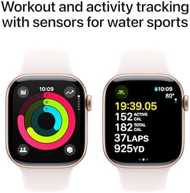 Apple Watch Series 10 [GPS 42mm case] Smartwatch with Rose Gold Aluminium Case with Light Blush Sport Band - S/M. Fitness Tracker, ECG App, Always-On Retina Display, Water Resistant