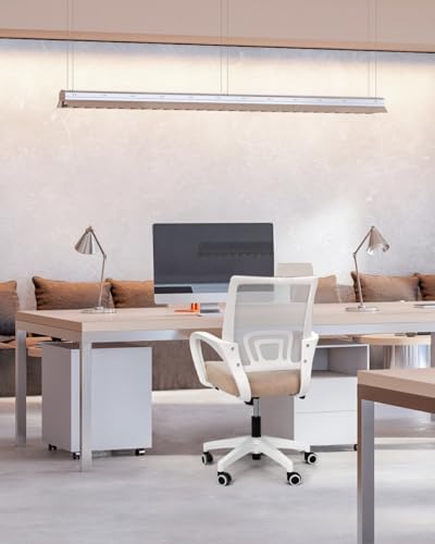 NEO CHAIR Office Desk Computer Chair Ergonomic Mesh Gaming Mid Back Seat with Comfy Lumbar Support Adjustable Height Swivel for Home Task (Beige)
