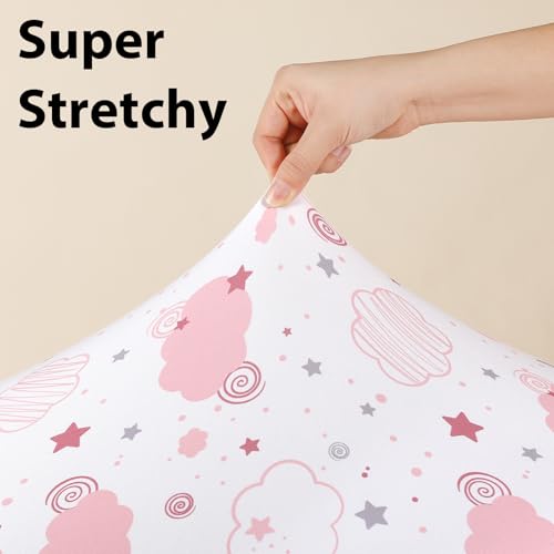 Baby Crib Sheets Girl, 3 Pack Toddler Bed Sheets Fitted for 52”x28” Standard Crib and Toddler Mattresses, Super Soft Microfiber Pink Rainbow
