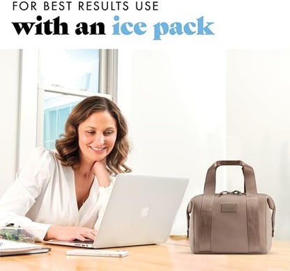 Fit & Fresh Neoprene Like Lunch Bag For Women, Insulated Womens Lunch Bag For Work, Tear & Stain Resistant Large Lunch Box With Containers and Ice, Machine Washable Remi Lunch Bag, Taupe