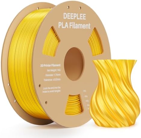 DEEPLEE Silk PLA 3D Printer Filament 1.75mm 1kg, Silk Gold PLA, Dimensional Accuracy +/-0.02mm, Smooth & Shiny Texture, Multi Color 3D Printing Filament