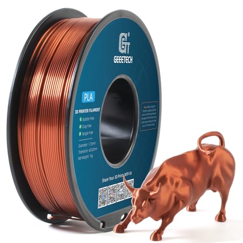 Geeetech Silk PLA Filament 1.75mm for 3D Printer, Metal-Like Shiny 3D Filament 1kg (2.2lbs) 1 Spool, Dimensional Accuracy +/- 0.02 mm, Metallic Copper Silk Filament
