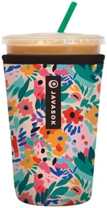 Sok It JavaSok Iced Coffee & Cold Soda Insulated Neoprene Cup Sleeve (Abstract Floral, Medium: 22-28oz)