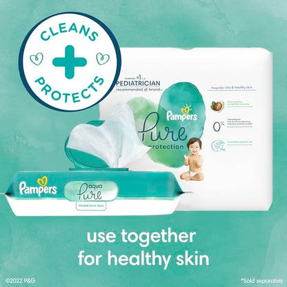 Pampers Baby Wipes Aqua Pure, 99% water-based wipes, Hypoallergenic and Unscented Infant Wipe, 448 Total (8 Flip-Top Packs)