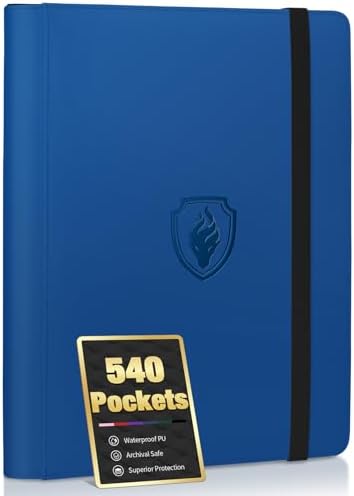 Premium 9 Pocket PU Card Binder, Sturdy Album for 540 Cards & Trading Games, Sleek Folders for YuGiOh, MTG, TCG, Sports, Royal Blue
